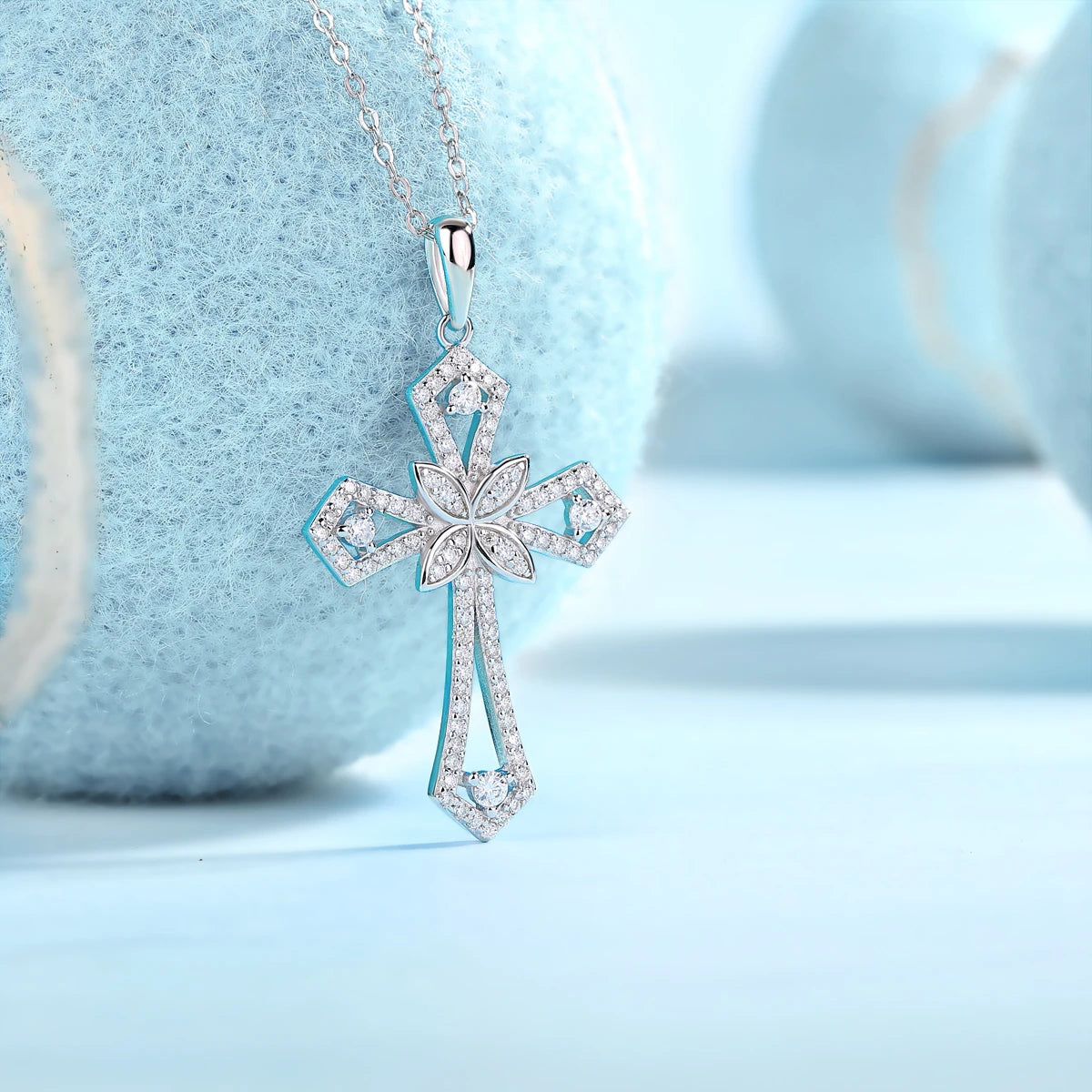 Celestial Flame Cross Necklace