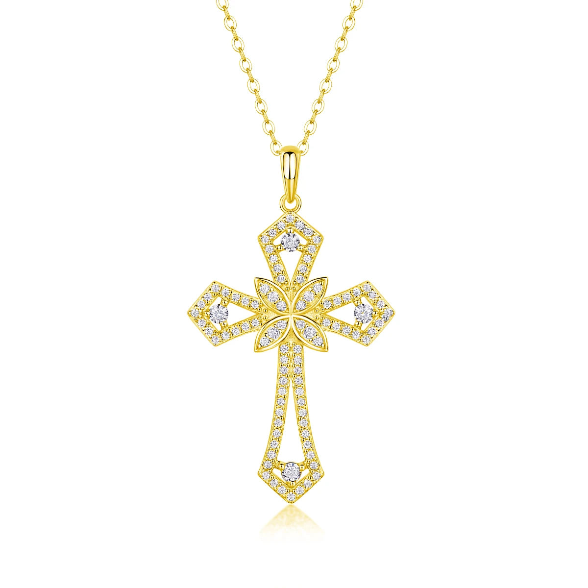 Celestial Flame Cross Necklace