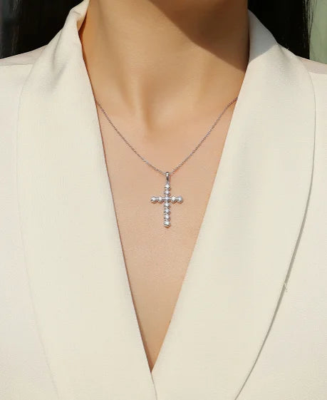 Luminous Ember Cross Necklace